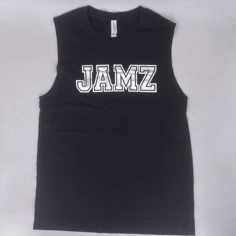 JAMZ Black Silver Foil Muscle Tank